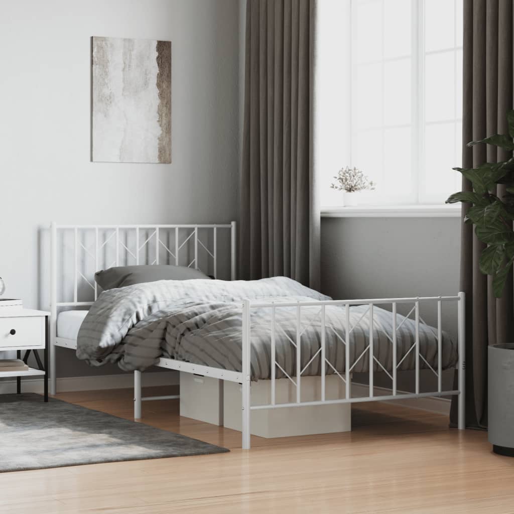 Metal Bed Frame Without Mattress With Footboard