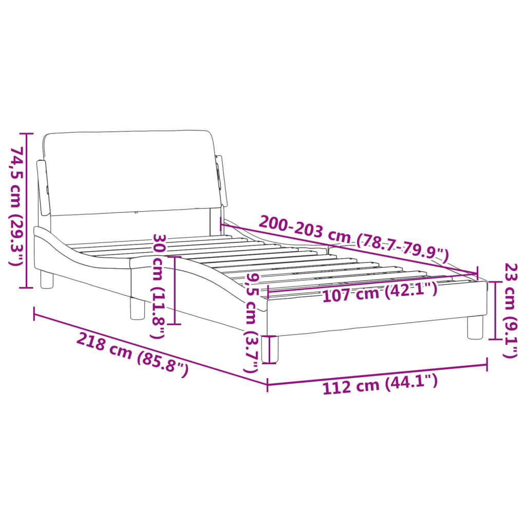 Bed Frame &quot;Dover&quot; King Single Faux Leather