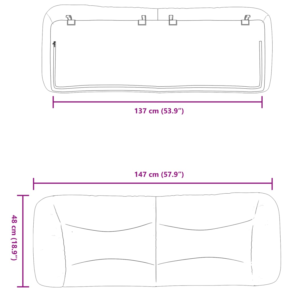 Headboard Cushion &quot;Hvar&quot; Double Faux Leather