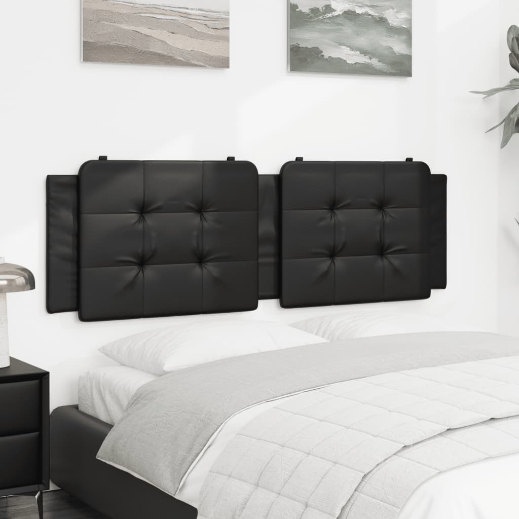 Headboard Cushion &quot;Zadar&quot; Black 152 Cm Queen Faux Leather