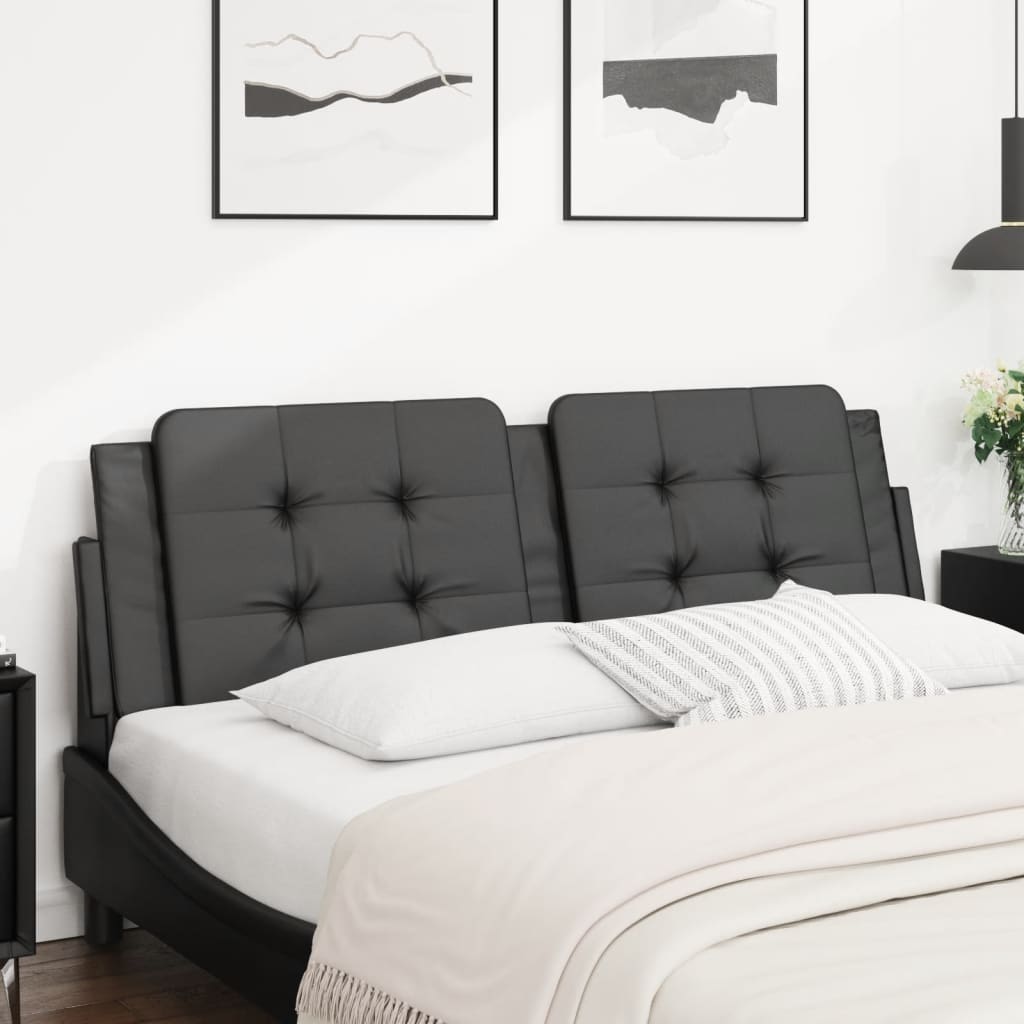 Headboard Cushion &quot;Zadar&quot; Black 152 Cm Queen Faux Leather
