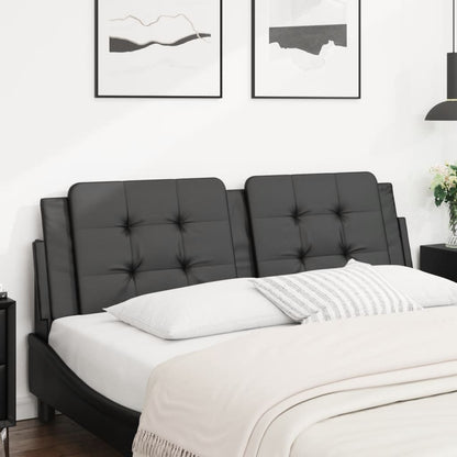 Headboard Cushion &quot;Zadar&quot; Black 152 Cm Queen Faux Leather