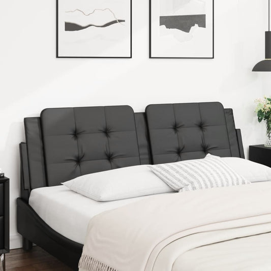 Headboard Cushion &quot;Zadar&quot; Black 152 Cm Queen Faux Leather