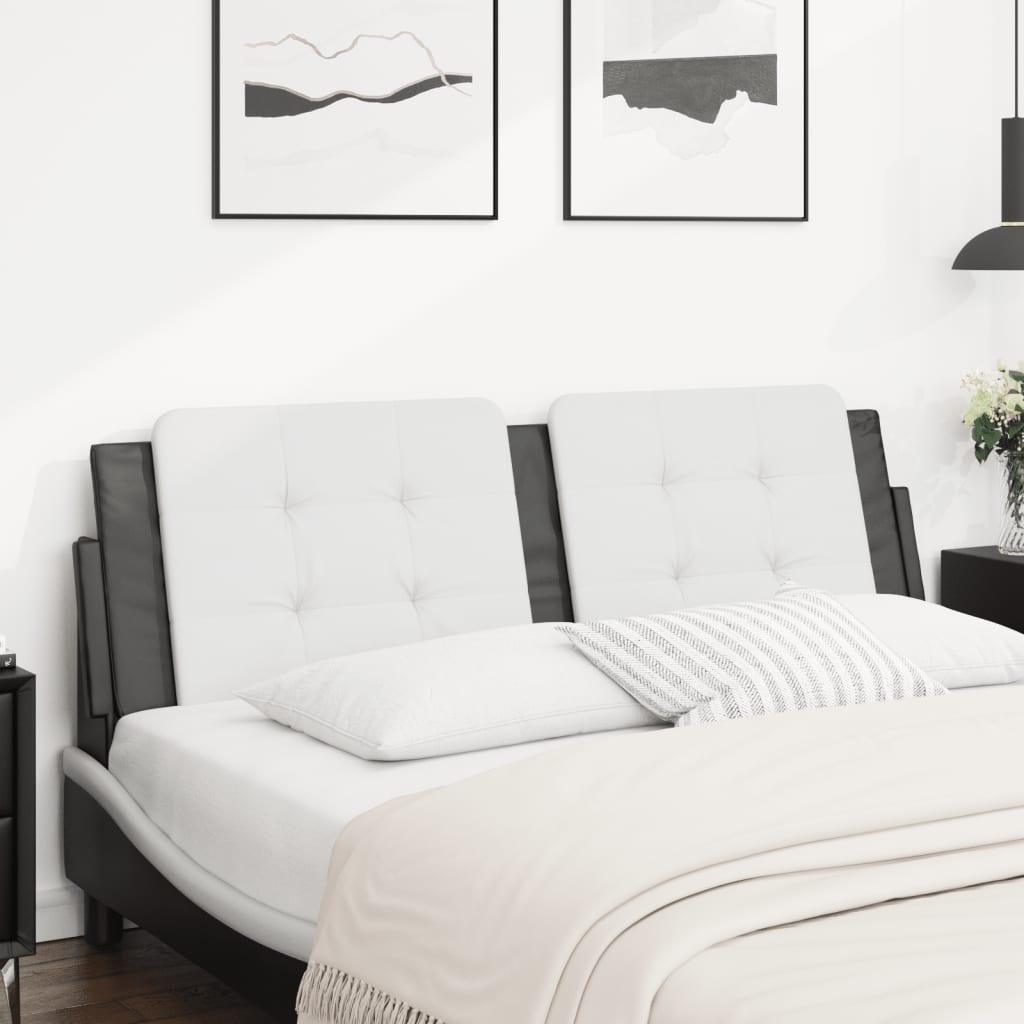 Headboard Cushion &quot;Zadar&quot; White And Black 152 Cm Queen Faux Leather