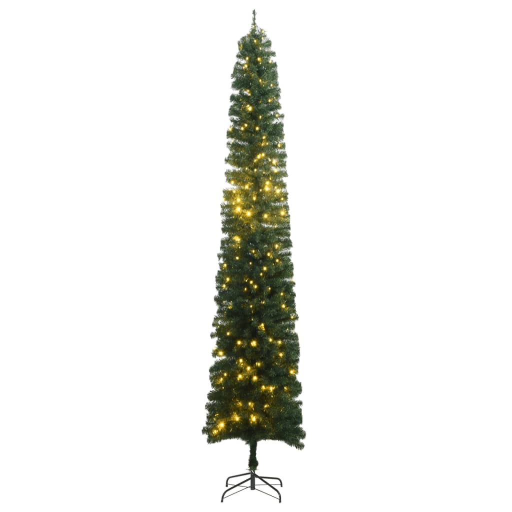 Slim Artificial Pre-Lit Christmas Tree With Ball Set Green