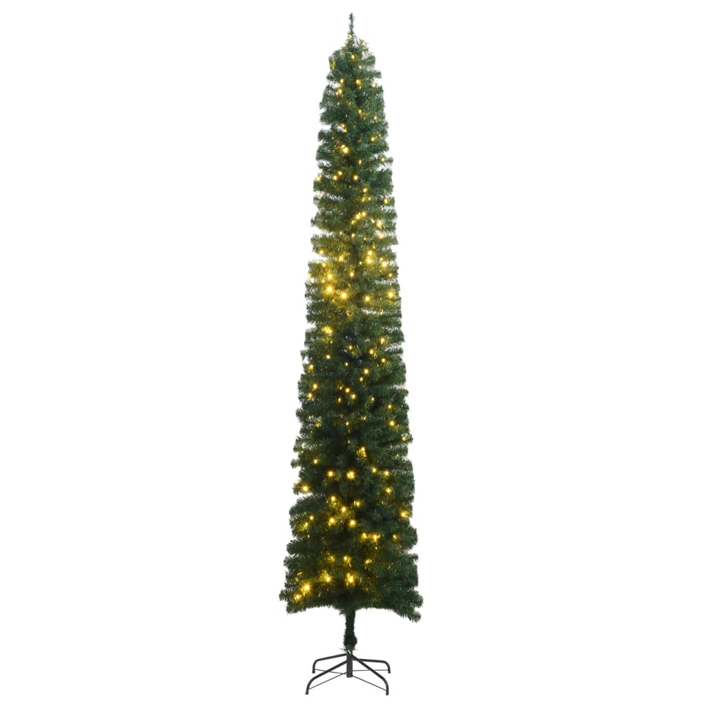 Slim Artificial Pre-Lit Christmas Tree With Ball Set Green