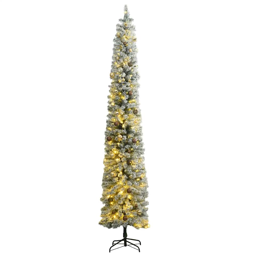 Slim Artificial Pre-Lit Christmas Tree With Ball Set Green