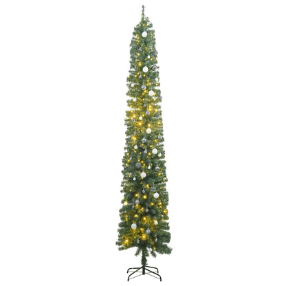 Slim Artificial Pre-Lit Christmas Tree With Ball Set Green