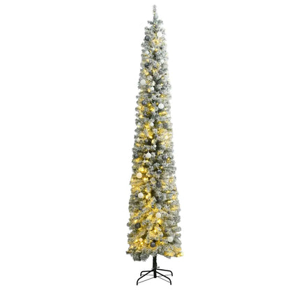 Slim Artificial Pre-Lit Christmas Tree With Ball Set Green