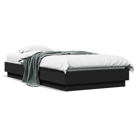 Bed Frame Without Mattress With Led Lights Black 90X190 Cm
