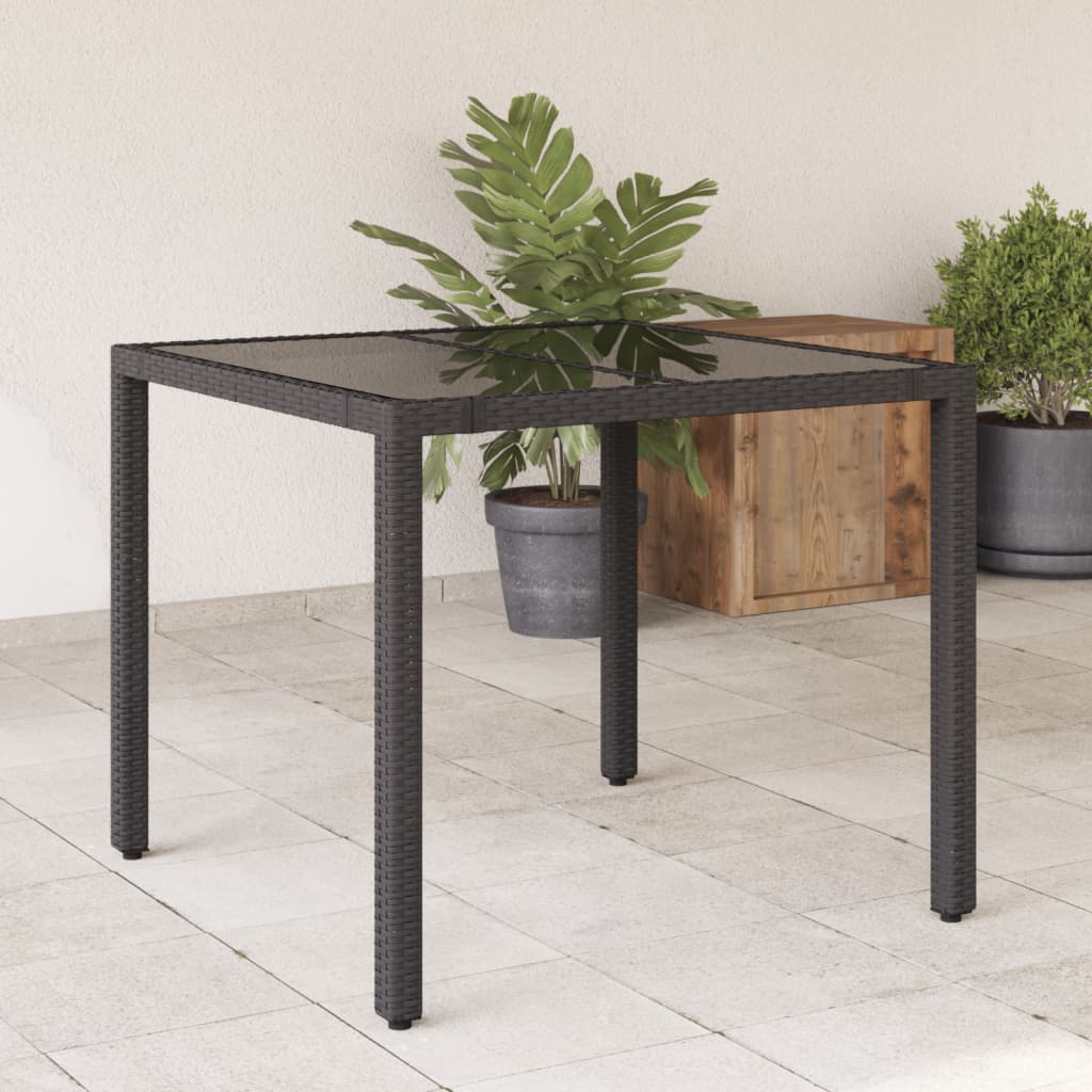Garden Table With Wooden Top Poly Rattan&Solid Wood Acacia