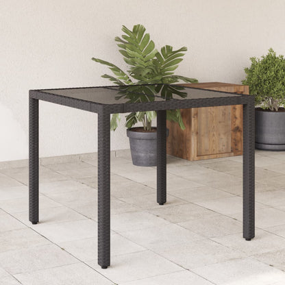 Garden Table With Wooden Top Poly Rattan&Solid Wood Acacia