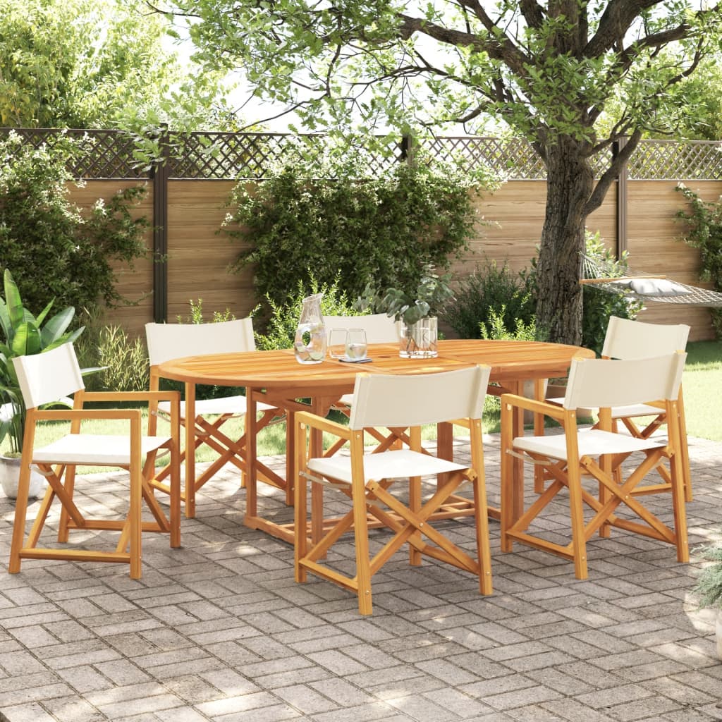 Folding Director Chairs 2 Pcs  White Fabric