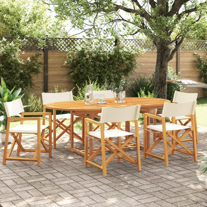 Folding Director Chairs 2 Pcs  White Fabric