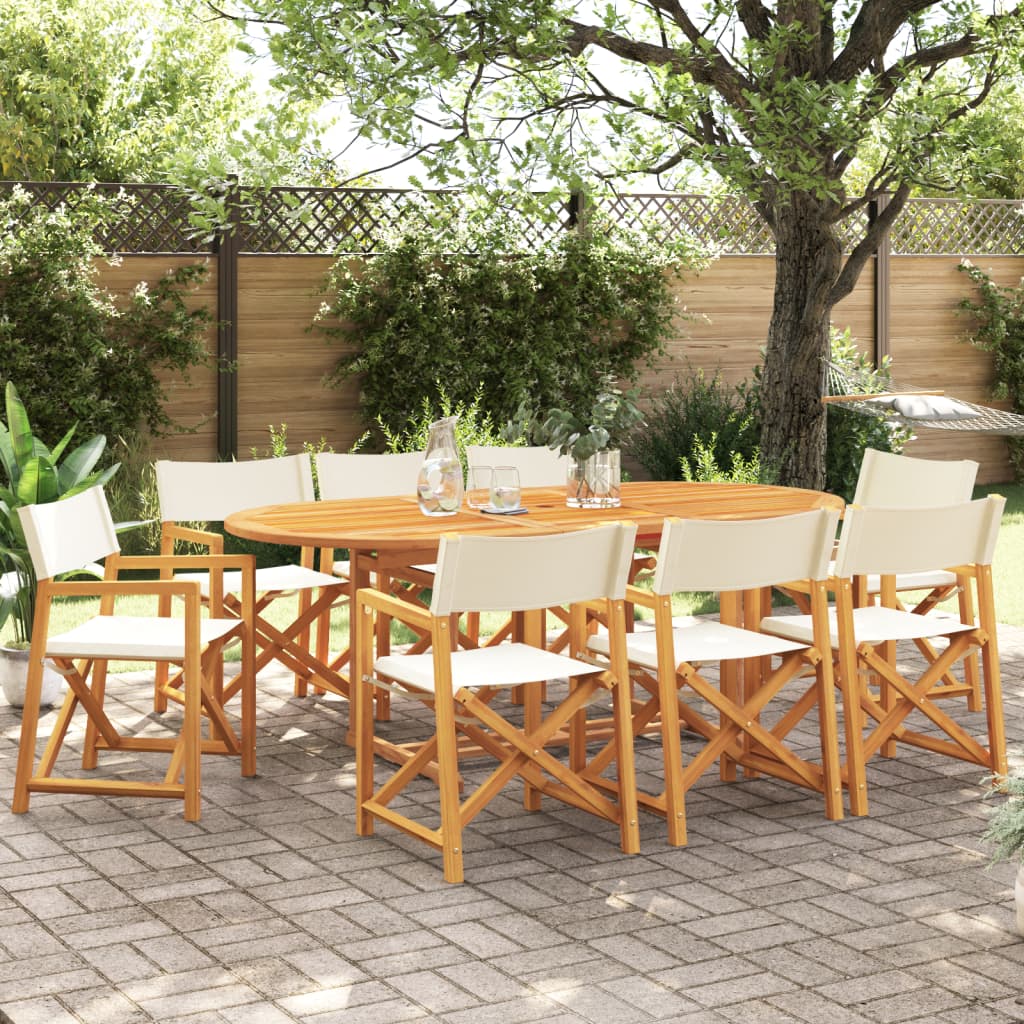 Folding Director Chairs 2 Pcs  White Fabric