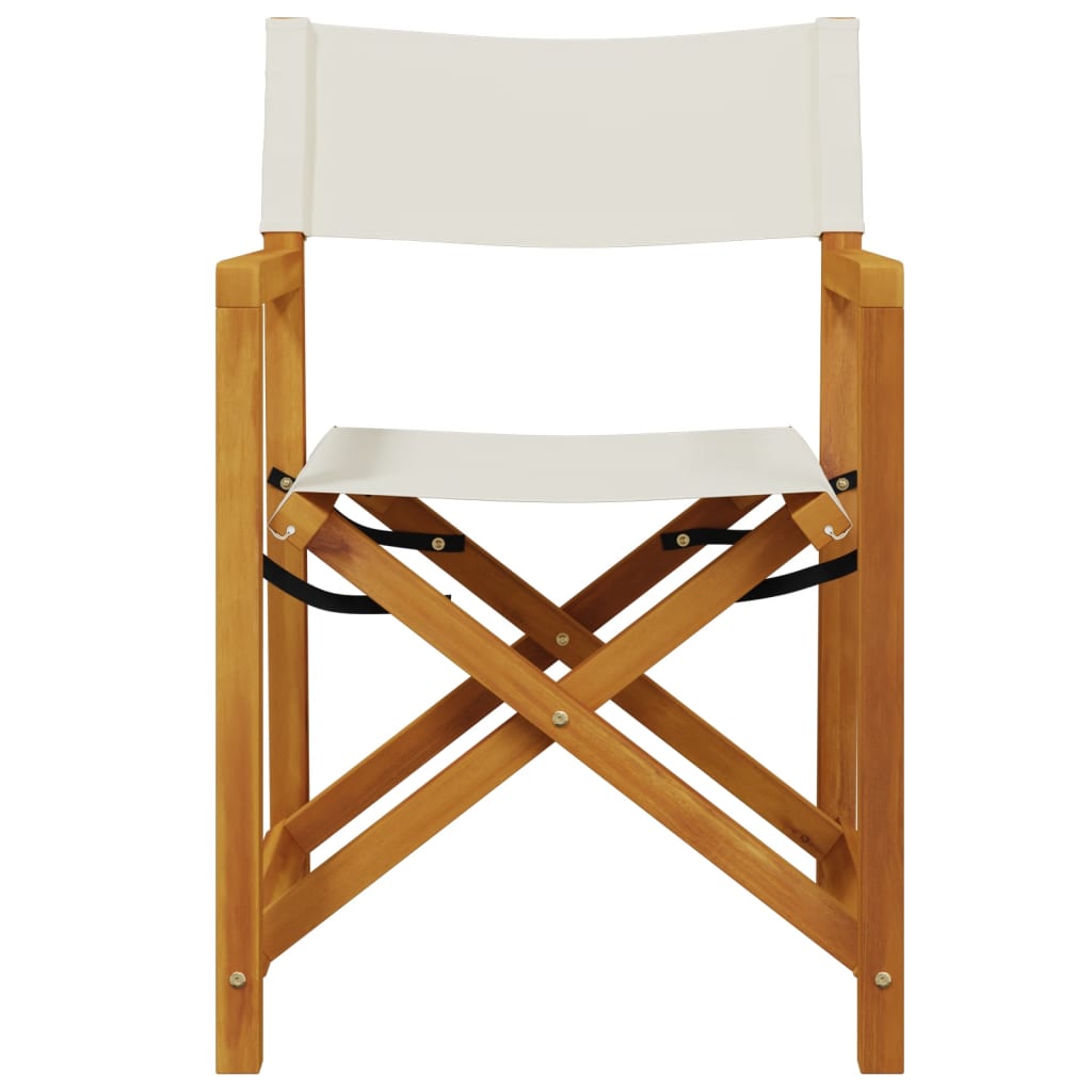 Folding Director Chairs 2 Pcs  White Fabric