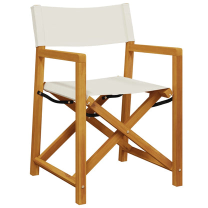 Folding Director Chairs 2 Pcs  White Fabric