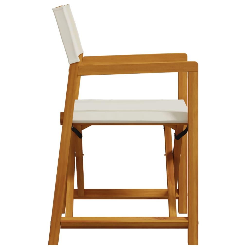 Folding Director Chairs 2 Pcs  White Fabric