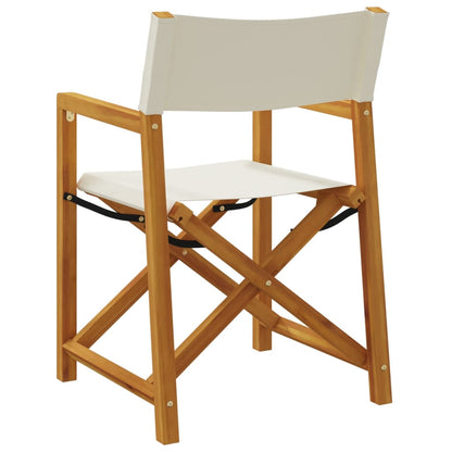 Folding Director Chairs 2 Pcs  White Fabric