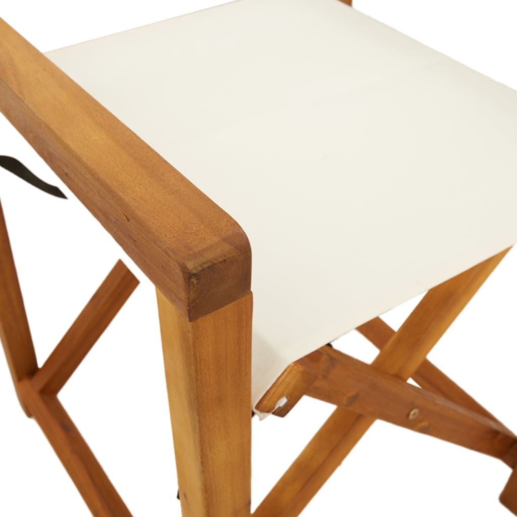 Folding Director Chairs 2 Pcs  White Fabric