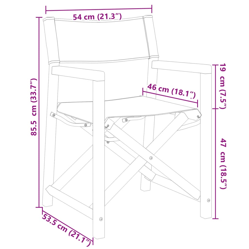 Folding Director Chairs 2 Pcs  White Fabric