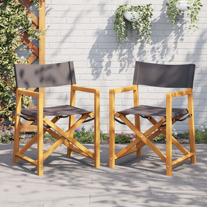 Folding Director Chairs 2 Pcs  White Fabric