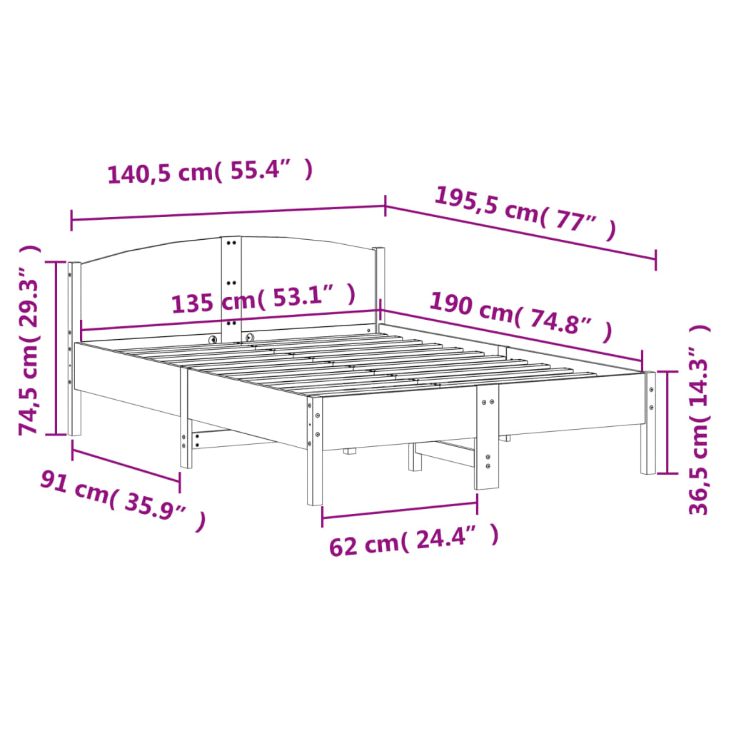 Bed Frame Without Mattress Solid Wood Pine