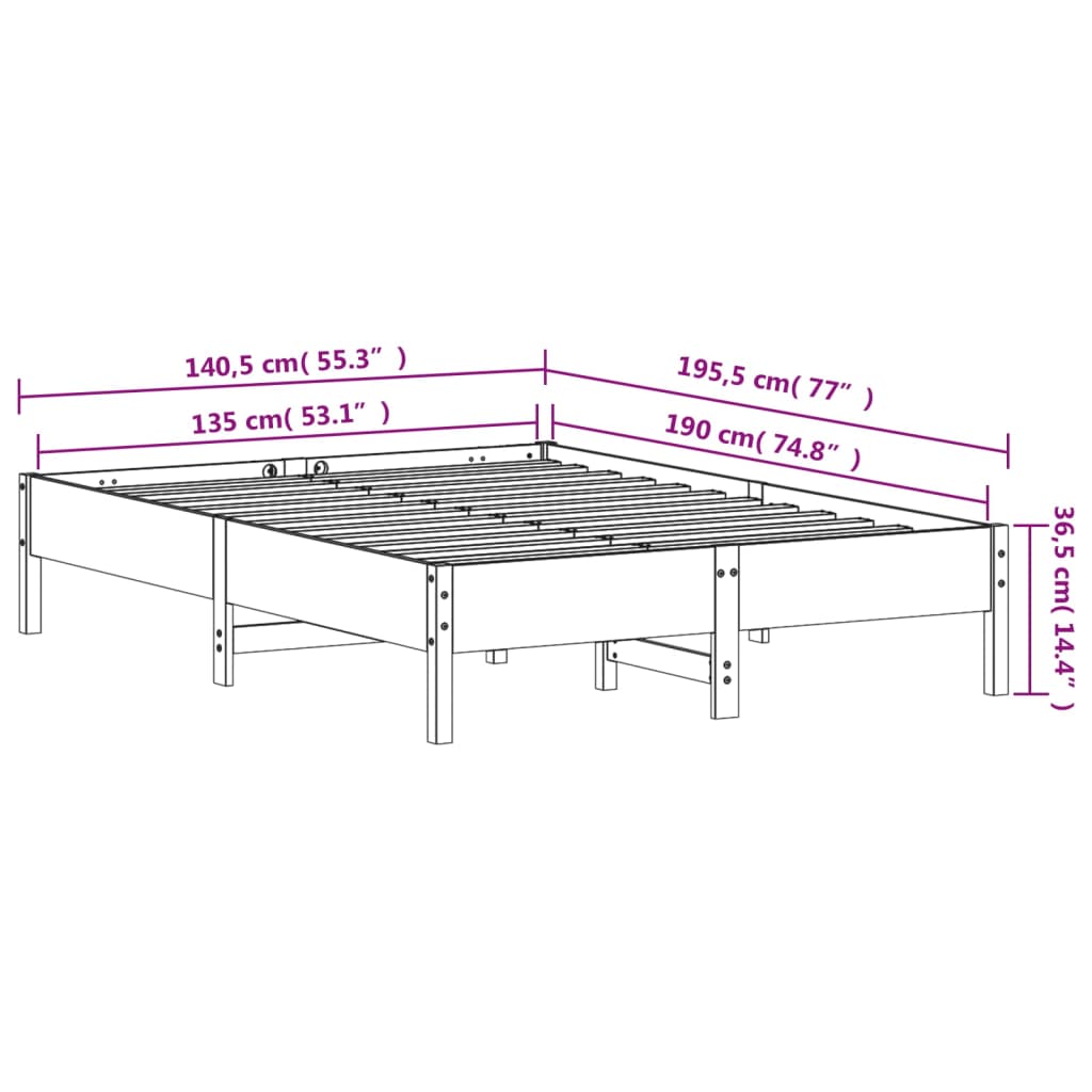 Bed Frame Without Mattress Solid Wood Pine