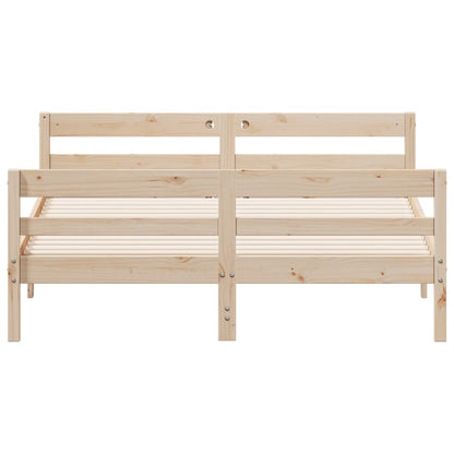 Bed Frame Without Mattress 137X187 Cm Double Solid Wood Pine