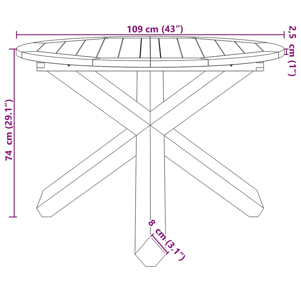 Garden Table Ø Solid Wood Teak