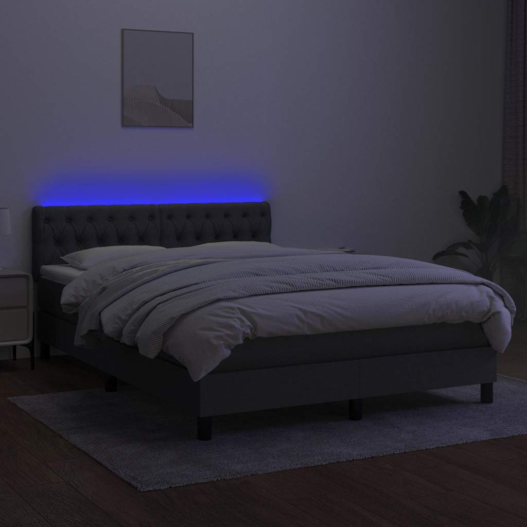 Box Spring Bed With Mattress&Led 100X200Cm Fabric