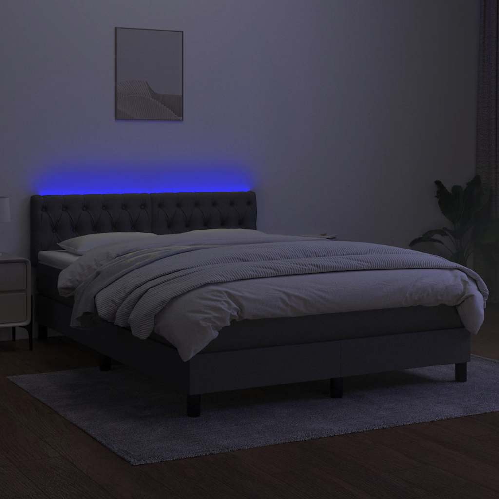 Box Spring Bed With Mattress&Led 100X200Cm Fabric