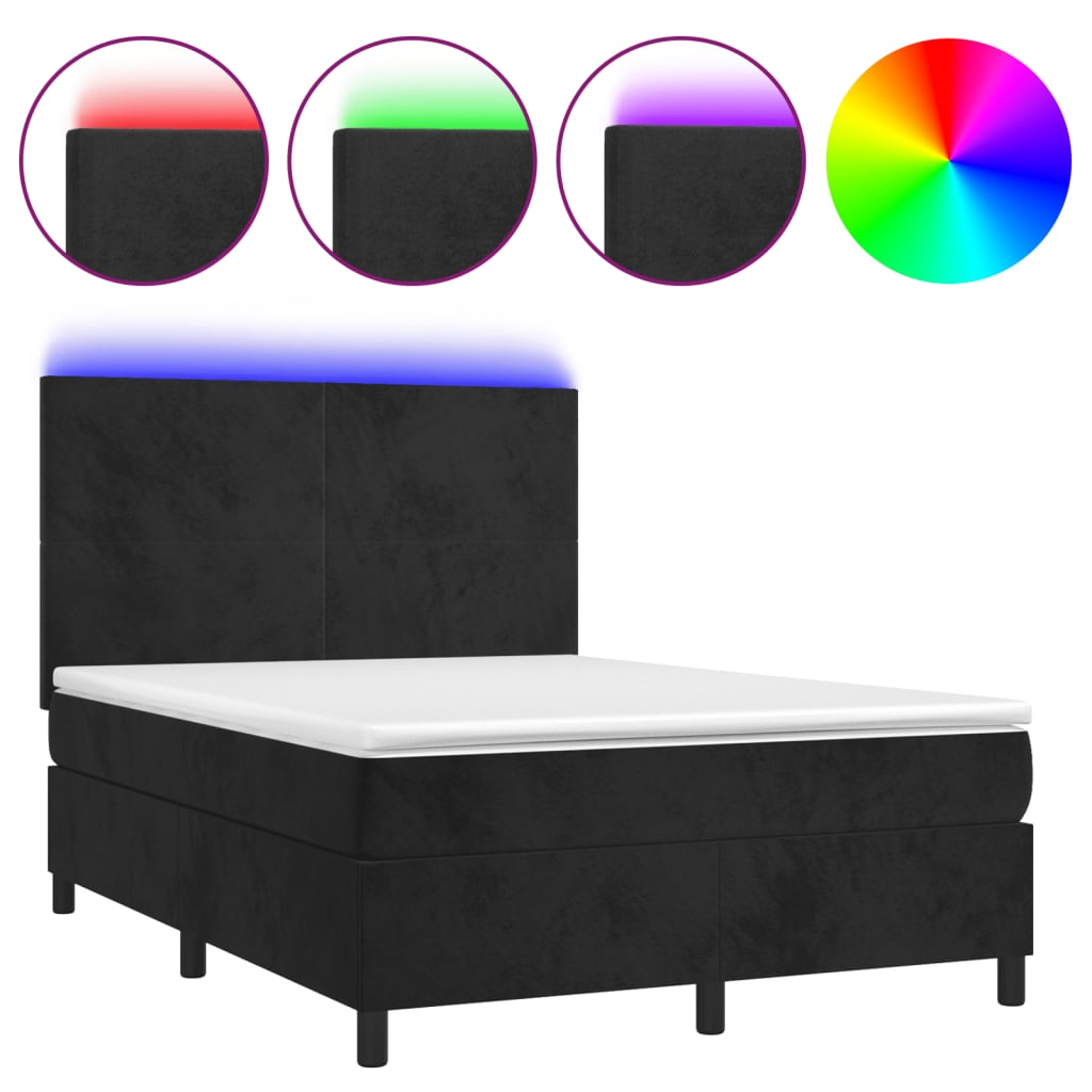 Box Spring Bed With Mattress&Led 106X203 Cm Velvet