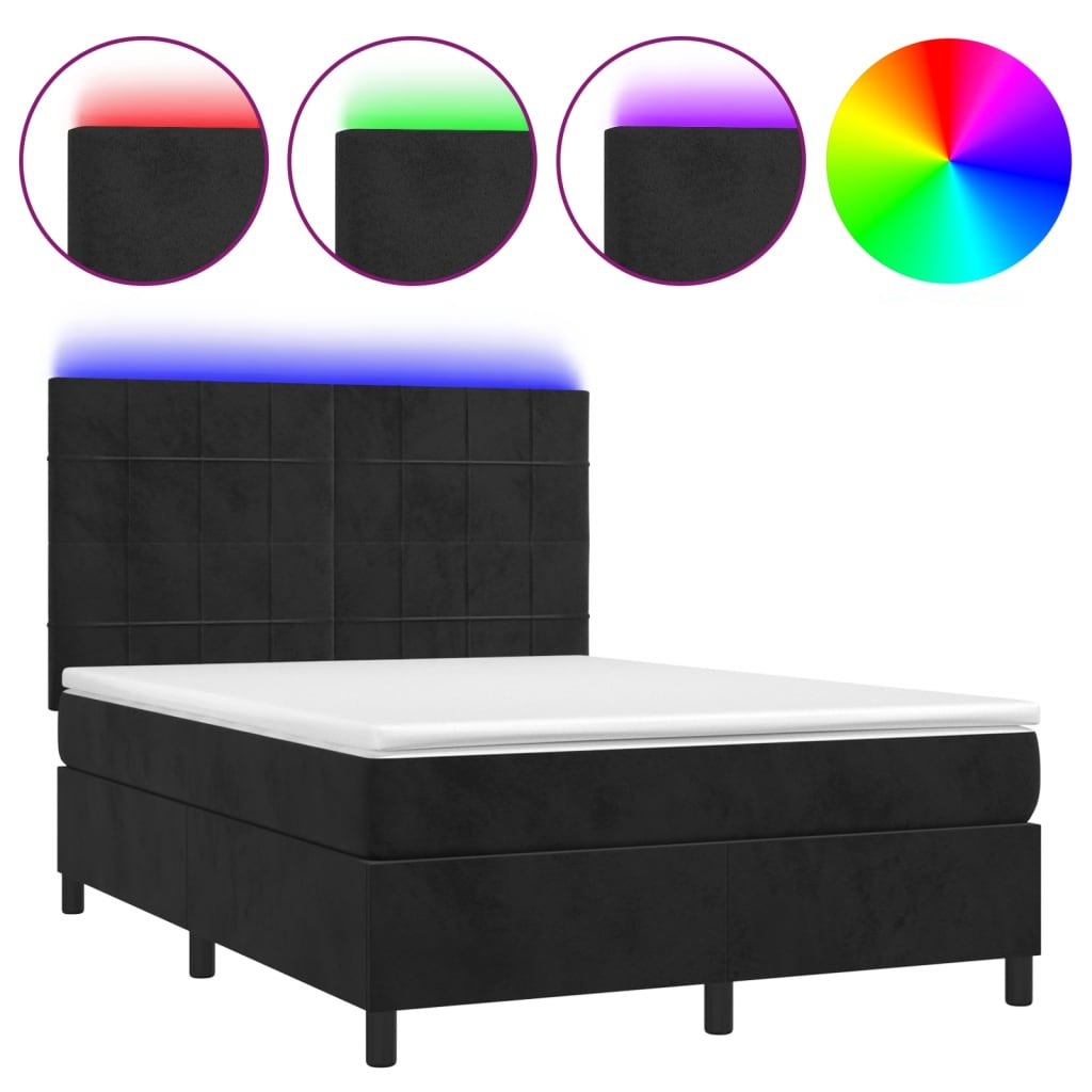 Box Spring Bed With Mattress&Led 106X203 Cm Velvet