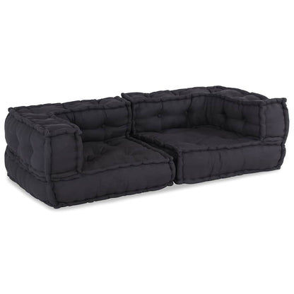 2-Seater Modular Pouffe Fabric