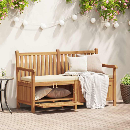 Garden Storage Bench Brown 150 X 60 X 90 Cm Solid Teak Wood
