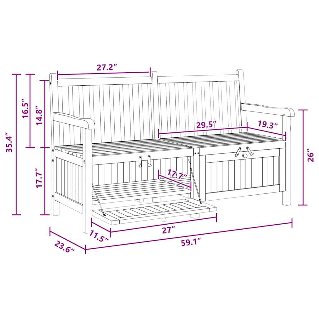 Garden Storage Bench Brown 150 X 60 X 90 Cm Solid Teak Wood