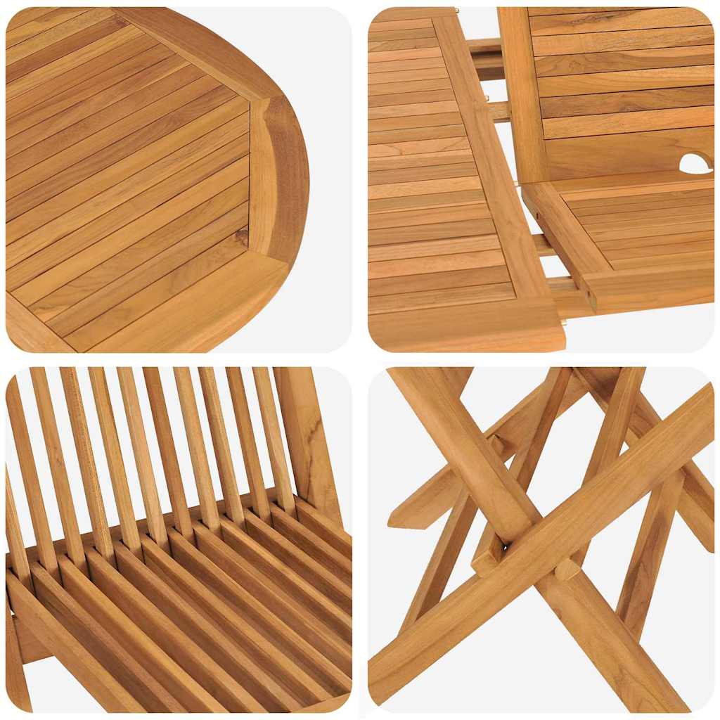 Garden Dining Set 5 Pcs Brown 160 X 80 X 75 Cm Solid Teak Wood