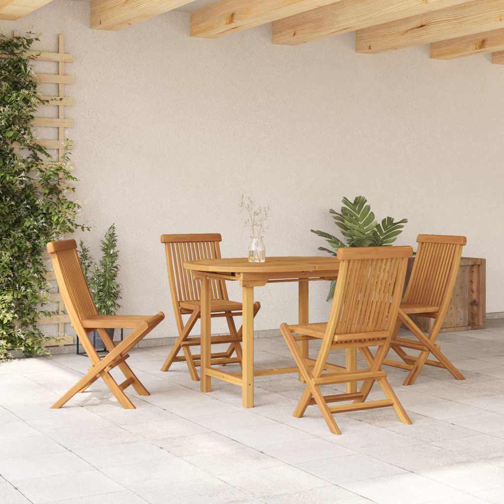 Garden Dining Set 5 Pcs Brown 160 X 80 X 75 Cm Solid Teak Wood