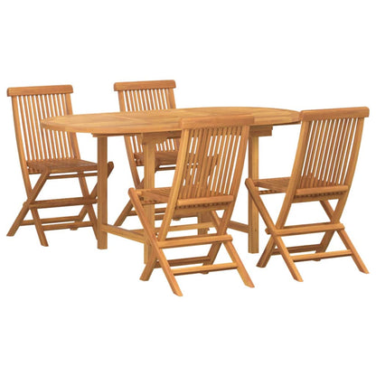 Garden Dining Set 5 Pcs Brown 160 X 80 X 75 Cm Solid Teak Wood