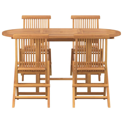 Garden Dining Set 5 Pcs Brown 160 X 80 X 75 Cm Solid Teak Wood