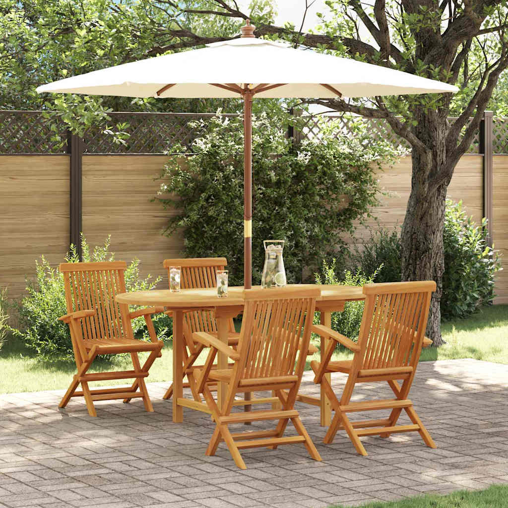 Garden Dining Set 5 Pcs Brown 160 X 80 X 75 Cm Solid Teak Wood