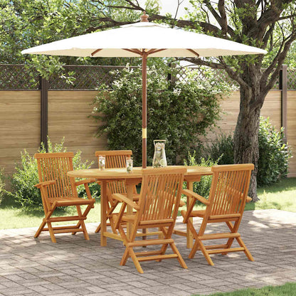 Garden Dining Set 5 Pcs Brown 160 X 80 X 75 Cm Solid Teak Wood