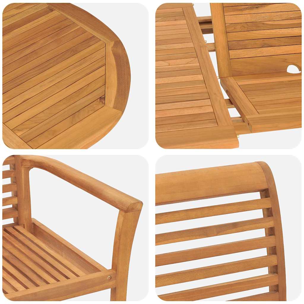 Garden Dining Set 5 Pcs Brown 160 X 80 X 75 Cm Solid Teak Wood