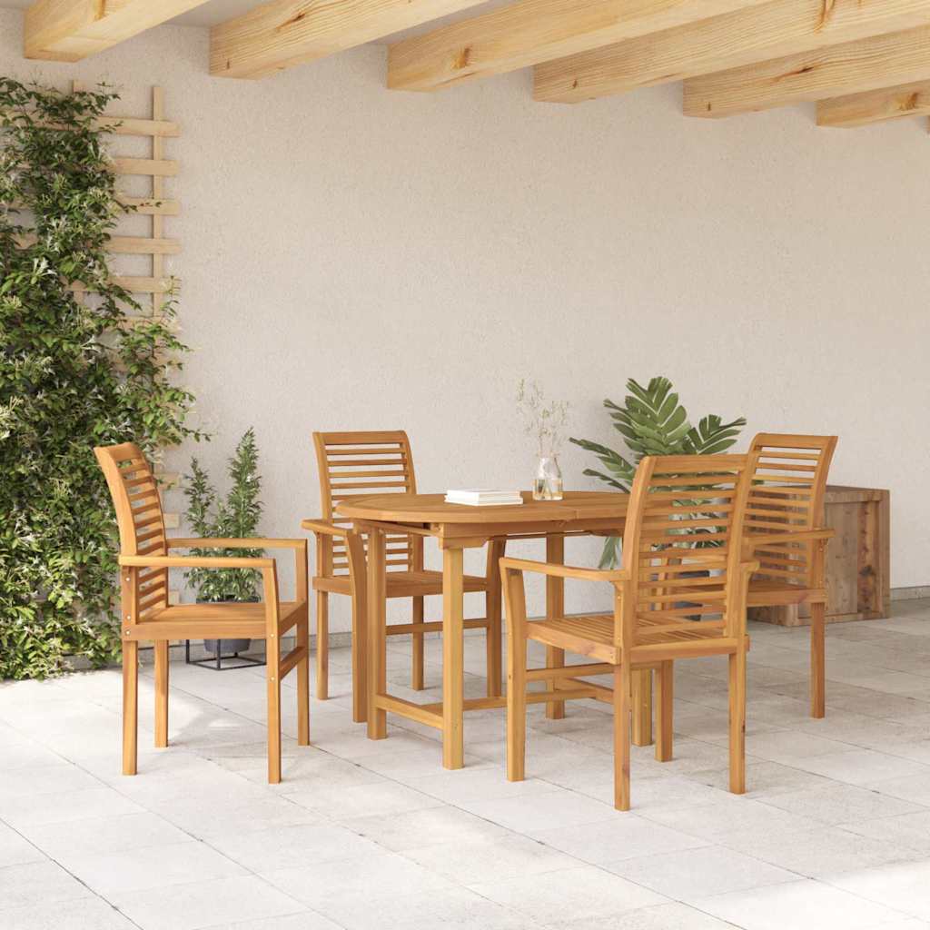 Garden Dining Set 5 Pcs Brown 160 X 80 X 75 Cm Solid Teak Wood