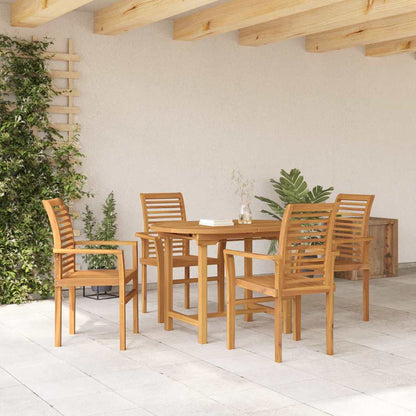 Garden Dining Set 5 Pcs Brown 160 X 80 X 75 Cm Solid Teak Wood