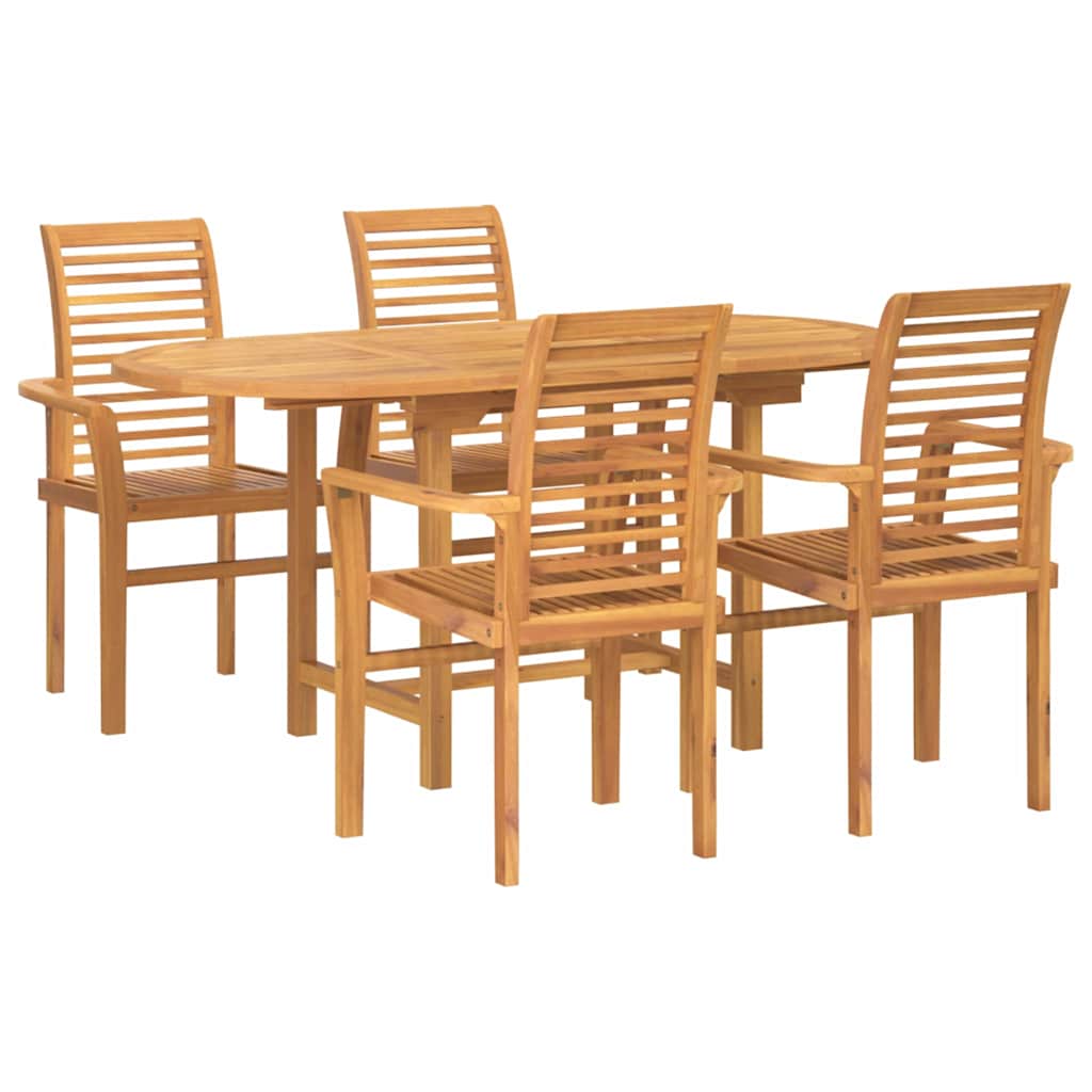 Garden Dining Set 5 Pcs Brown 160 X 80 X 75 Cm Solid Teak Wood
