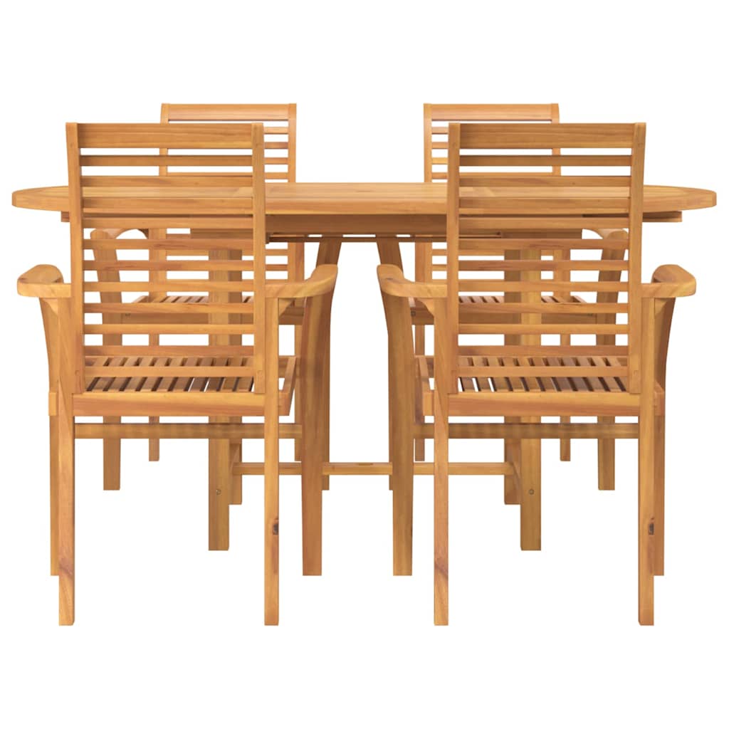 Garden Dining Set 5 Pcs Brown 160 X 80 X 75 Cm Solid Teak Wood