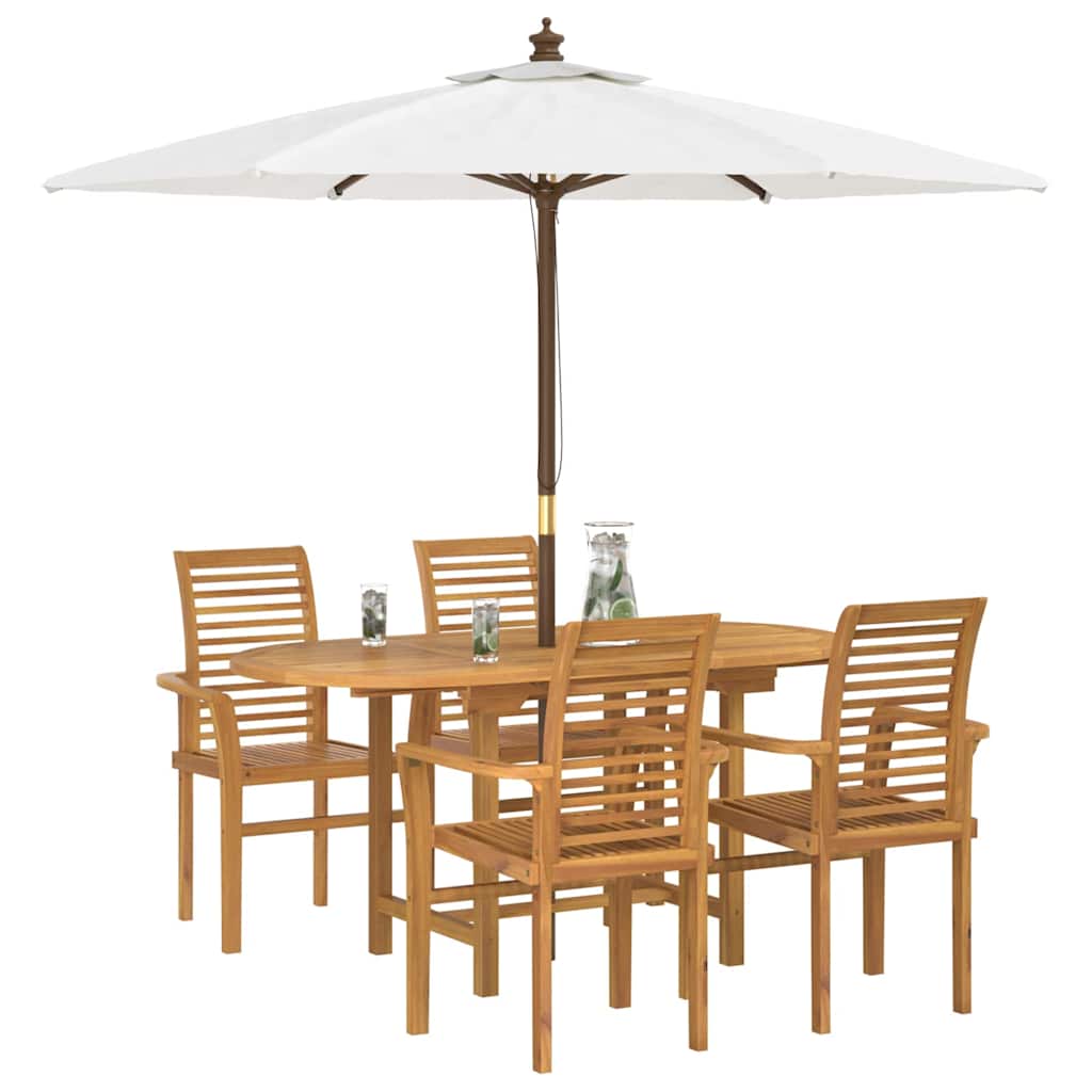 Garden Dining Set 5 Pcs Brown 160 X 80 X 75 Cm Solid Teak Wood