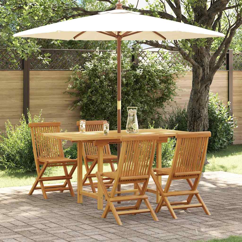 Garden Dining Set 5 Pcs Brown 160 X 80 X 75 Cm Solid Teak Wood